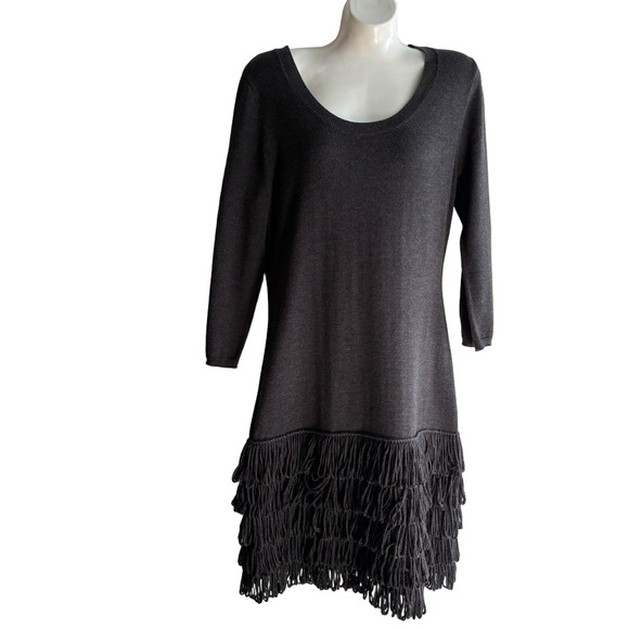 Calvin Klein Dresses & Skirts - Calvin Klein Sweater Dress with Fringe Hem M